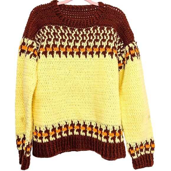 Vintage Wool Sweater Fair Isle Sweater Handmade Retro - Picture 1 of 4